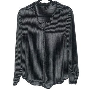 Worthington Button Up Cuffed Sheer Top